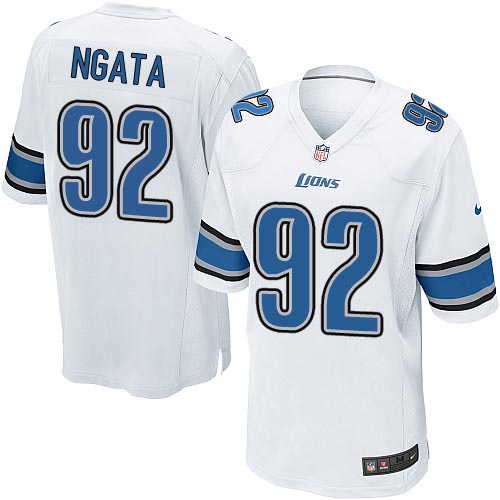 Men's Game Haloti Ngata Nike Jersey White Road - #92 NFL Detroit Lions